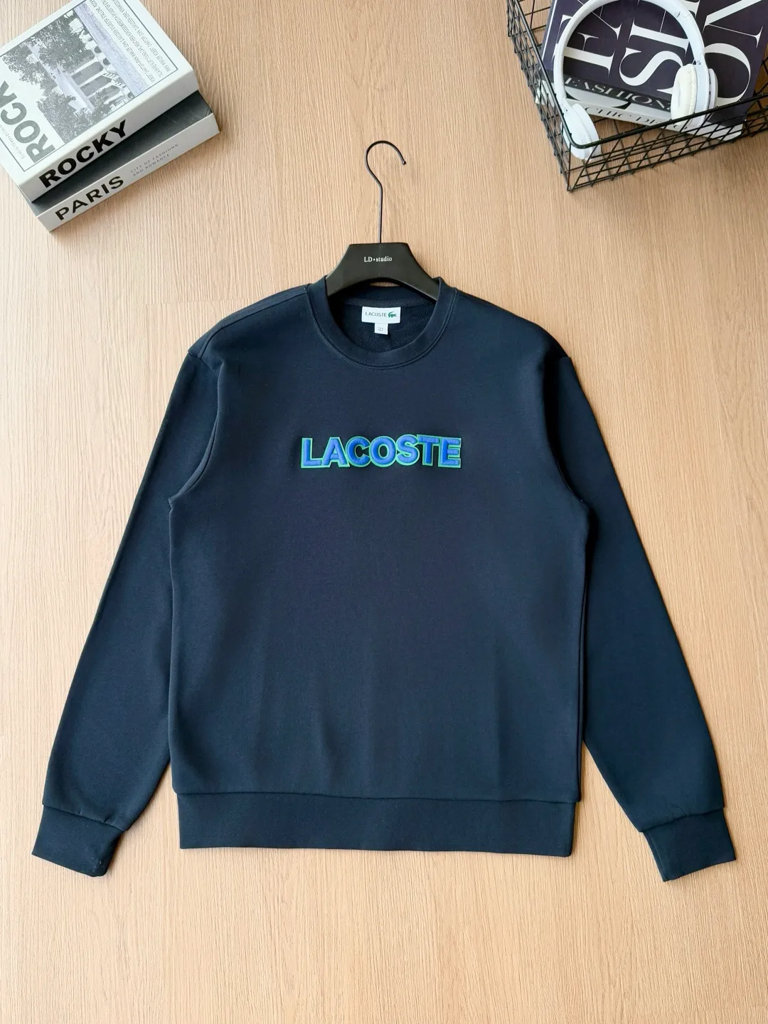 P 120LACOSTE. 2026 Autumn New Product Counter Same Style Printed Cotton Round Neck Sweater 360g Pure Cotton Terry M.L.XL 2XL LA-W 3061